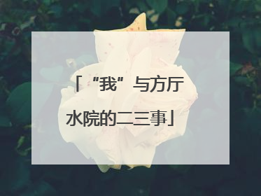 “我”与方厅水院的二三事