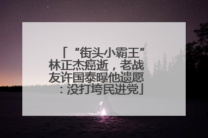 “街头小霸王”林正杰癌逝，老战友许国泰曝他遗愿：没打垮民进党