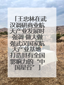 王忠林在武汉调研商业航天产业发展时强调 做大做强武汉国家航天产业基地 打造具有全国影响力的“中国星谷”