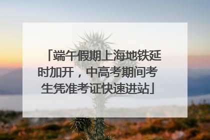 端午假期上海地铁延时加开，中高考期间考生凭准考证快速进站