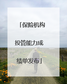 保险机构投管能力成绩单发布