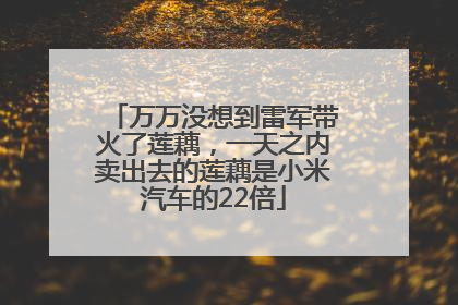 万万没想到雷军带火了莲藕，一天之内卖出去的莲藕是小米汽车的22倍