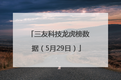 三友科技龙虎榜数据（5月29日）
