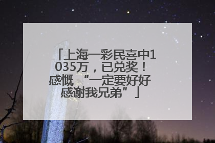 上海一彩民喜中1035万，已兑奖！感慨 “一定要好好感谢我兄弟”
