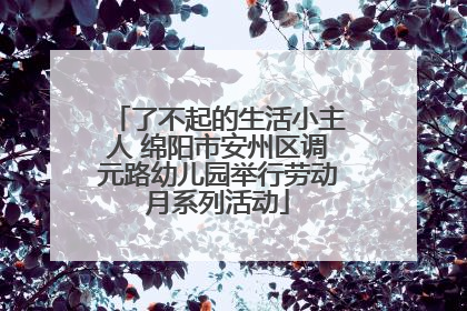 了不起的生活小主人 绵阳市安州区调元路幼儿园举行劳动月系列活动