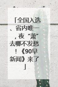全国入选、省内唯一，夜“萧”去哪不发愁！《90早新闻》来了