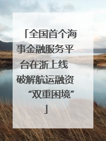 全国首个海事金融服务平台在浙上线 破解航运融资“双重困境”