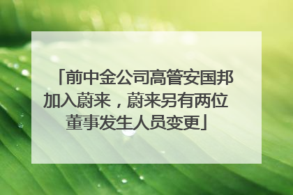 前中金公司高管安国邦加入蔚来，蔚来另有两位董事发生人员变更