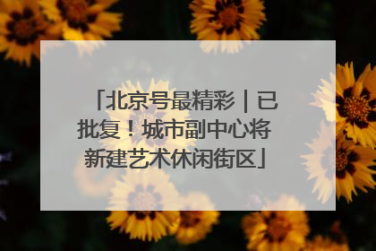 北京号最精彩｜已批复！城市副中心将新建艺术休闲街区