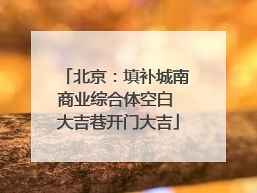 北京：填补城南商业综合体空白 大吉巷开门大吉