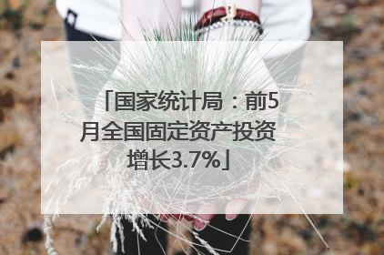 国家统计局：前5月全国固定资产投资增长3.7%