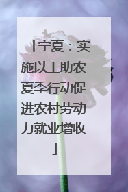宁夏：实施以工助农夏季行动促进农村劳动力就业增收