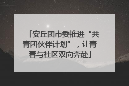 安丘团市委推进“共青团伙伴计划”，让青春与社区双向奔赴