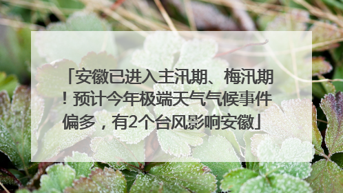 安徽已进入主汛期、梅汛期！预计今年极端天气气候事件偏多，有2个台风影响安徽