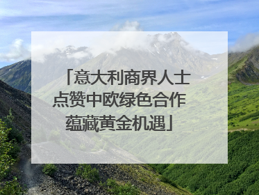 意大利商界人士点赞中欧绿色合作蕴藏黄金机遇