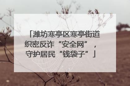 潍坊寒亭区寒亭街道织密反诈“安全网”，守护居民“钱袋子”
