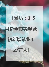 潍坊：1-5月份全市实现城镇新增就业4.27万人