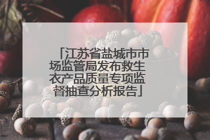 江苏省盐城市市场监管局发布救生衣产品质量专项监督抽查分析报告