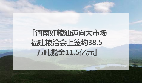 河南好粮油迈向大市场 福建粮洽会上签约38.5万吨揽金11.5亿元