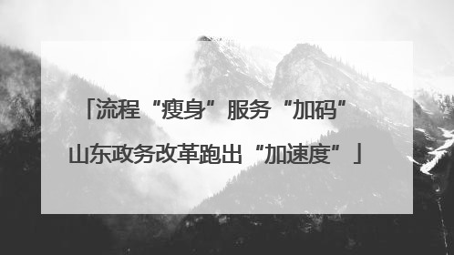 流程“瘦身”服务“加码” 山东政务改革跑出“加速度”