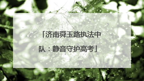济南舜玉路执法中队：静音守护高考