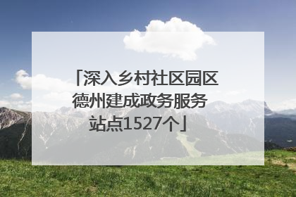 深入乡村社区园区 德州建成政务服务站点1527个
