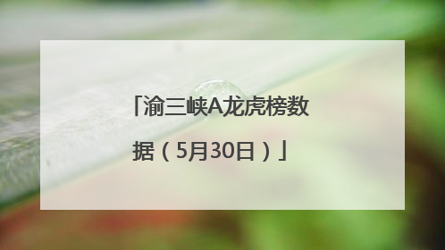 渝三峡A龙虎榜数据（5月30日）
