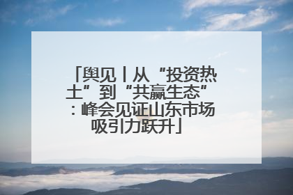 舆见丨从“投资热土”到“共赢生态”：峰会见证山东市场吸引力跃升