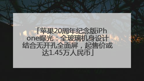 苹果20周年纪念版iPhone曝光：全玻璃机身设计结合无开孔全面屏，起售价或达1.45万人民币