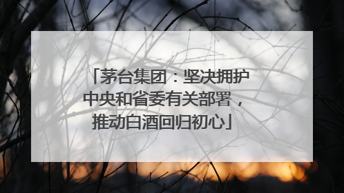 茅台集团：坚决拥护中央和省委有关部署，推动白酒回归初心