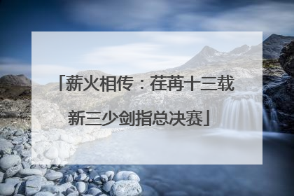 薪火相传：荏苒十三载 新三少剑指总决赛