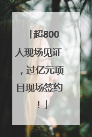 超800人现场见证，过亿元项目现场签约！